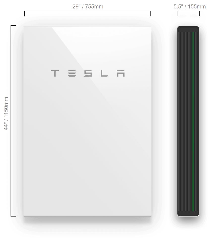 Tesla, Powerwall 2, battery storage, dimensions